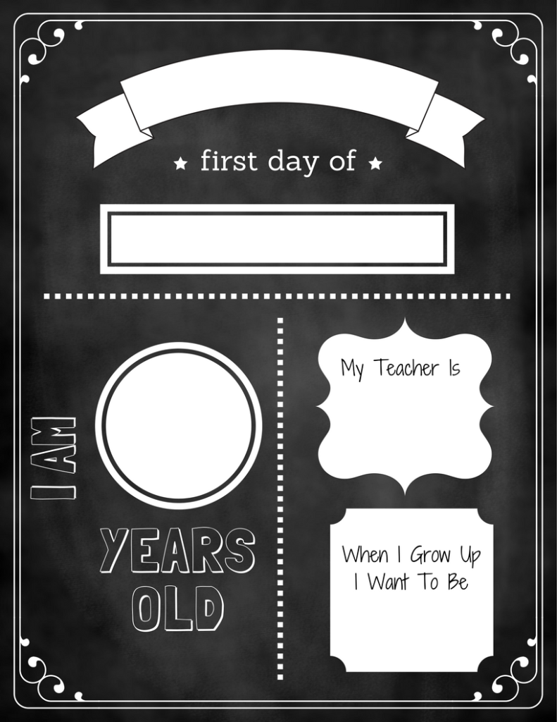 Free Printable Template First Day Of School