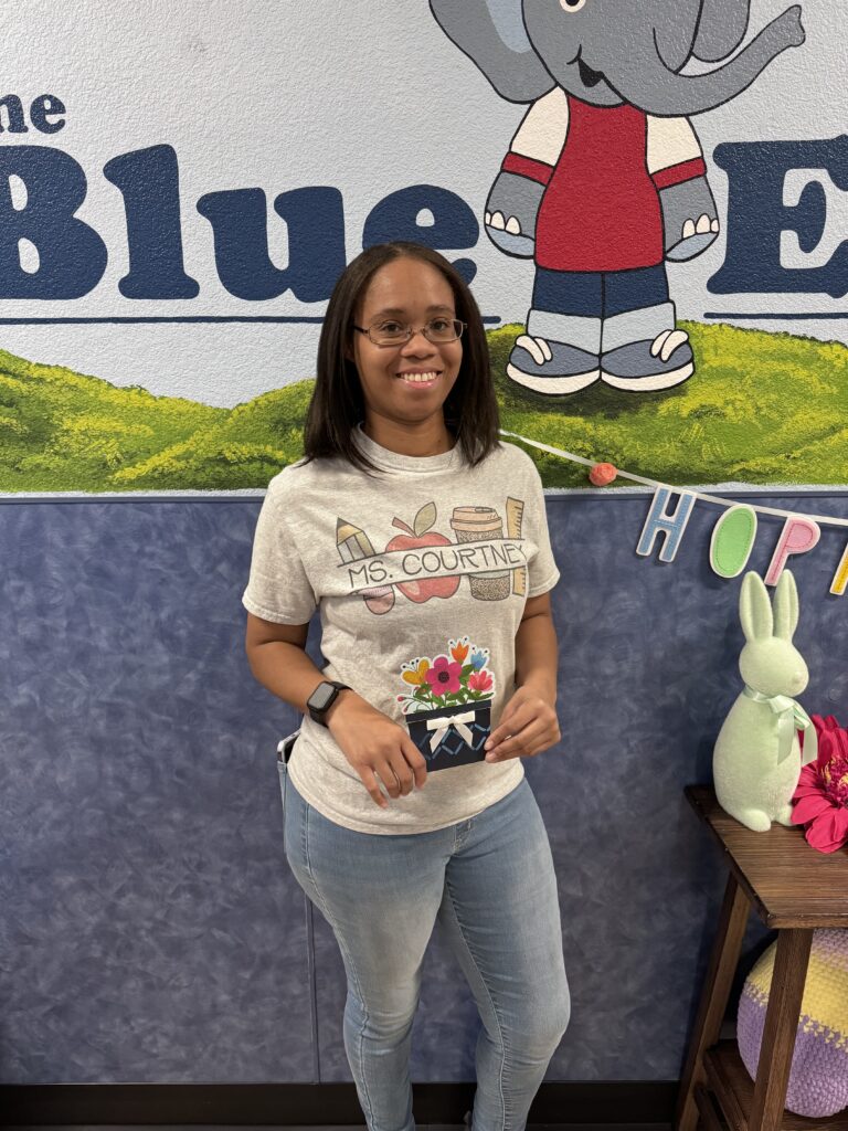 Ms. Courtney honored as Teacher of the Month at The Blue Elephant Learning Center Preschool in Frisco, Texas